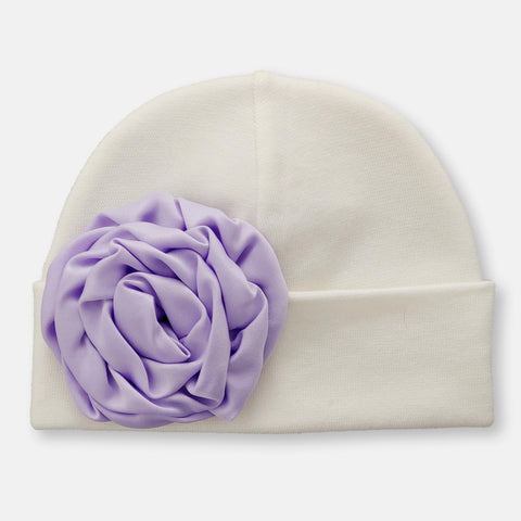 'Satin' Flower Baby Hat // Lilac