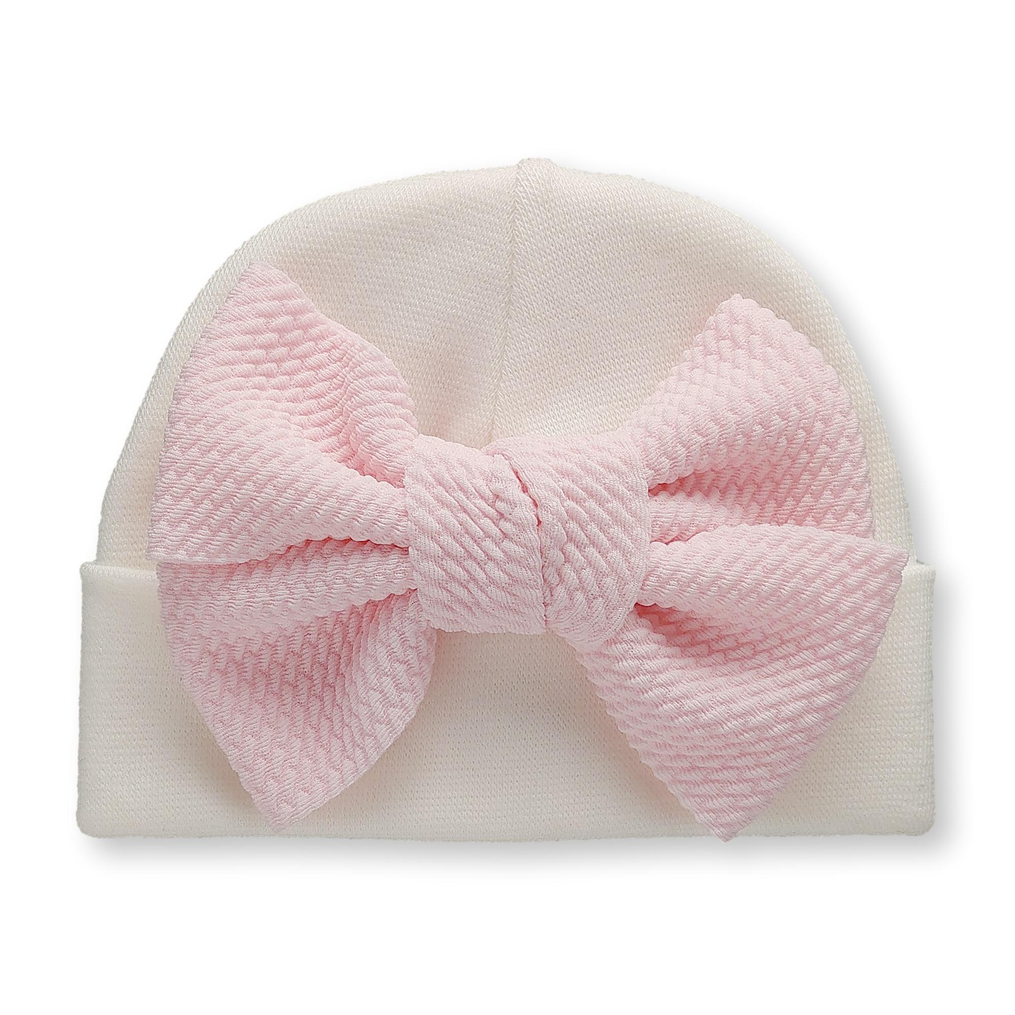 'Little Poppy' Bow Baby Hat // Baby Pink