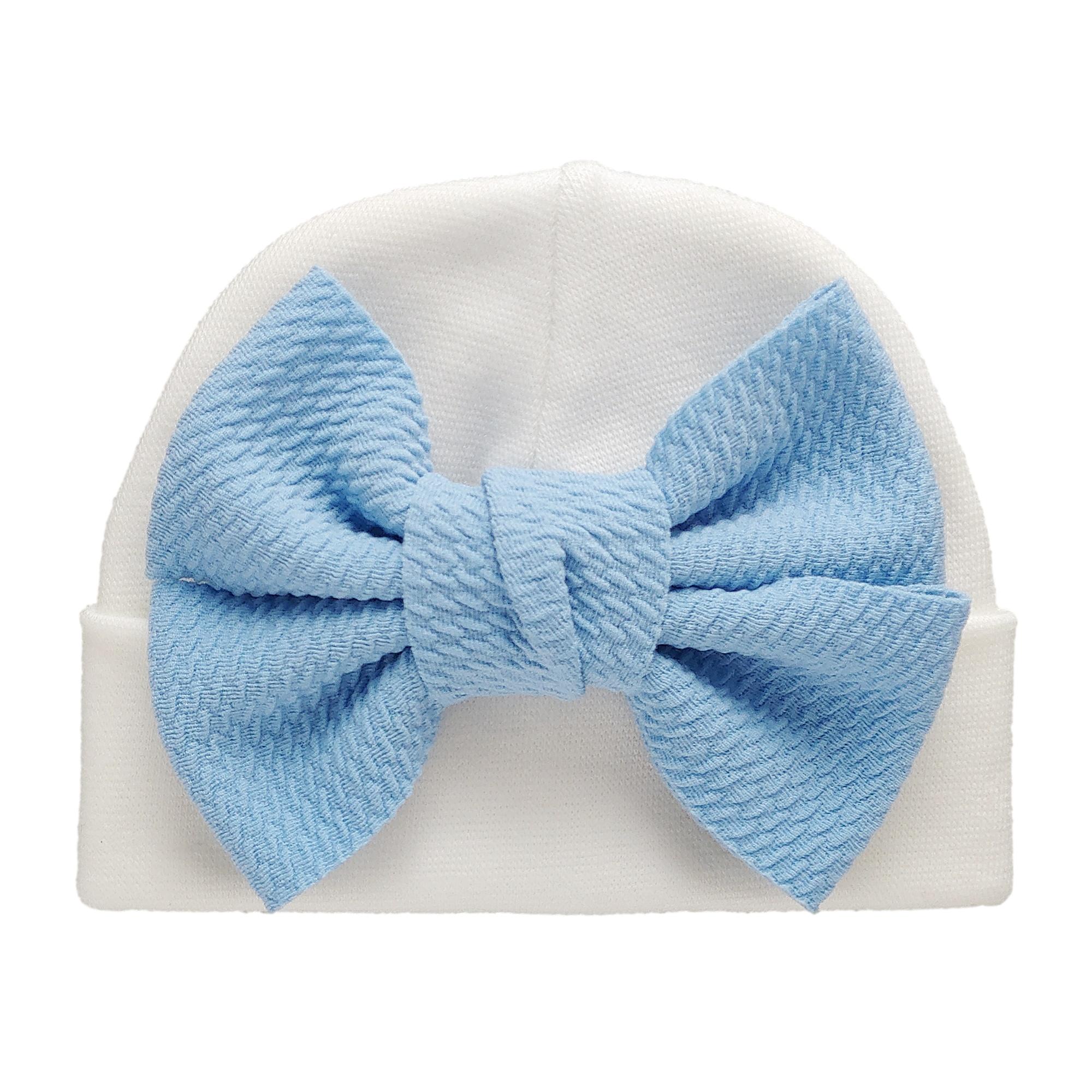 'Little Poppy' Bow Baby Hat // Blue
