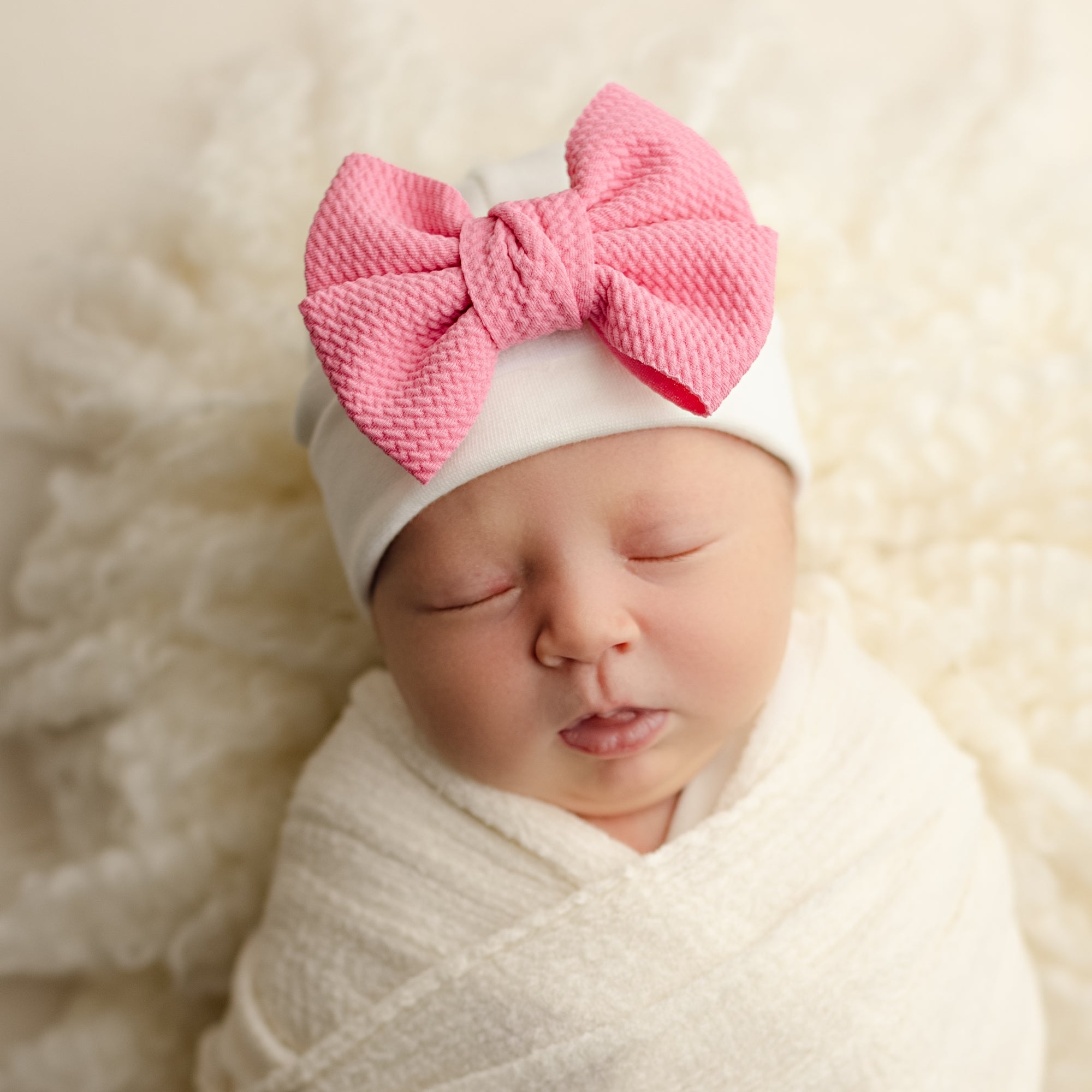 'Little Poppy' Bow Baby Hat // Bubblegum