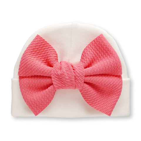 'Little Poppy' Bow Baby Hat // Coral