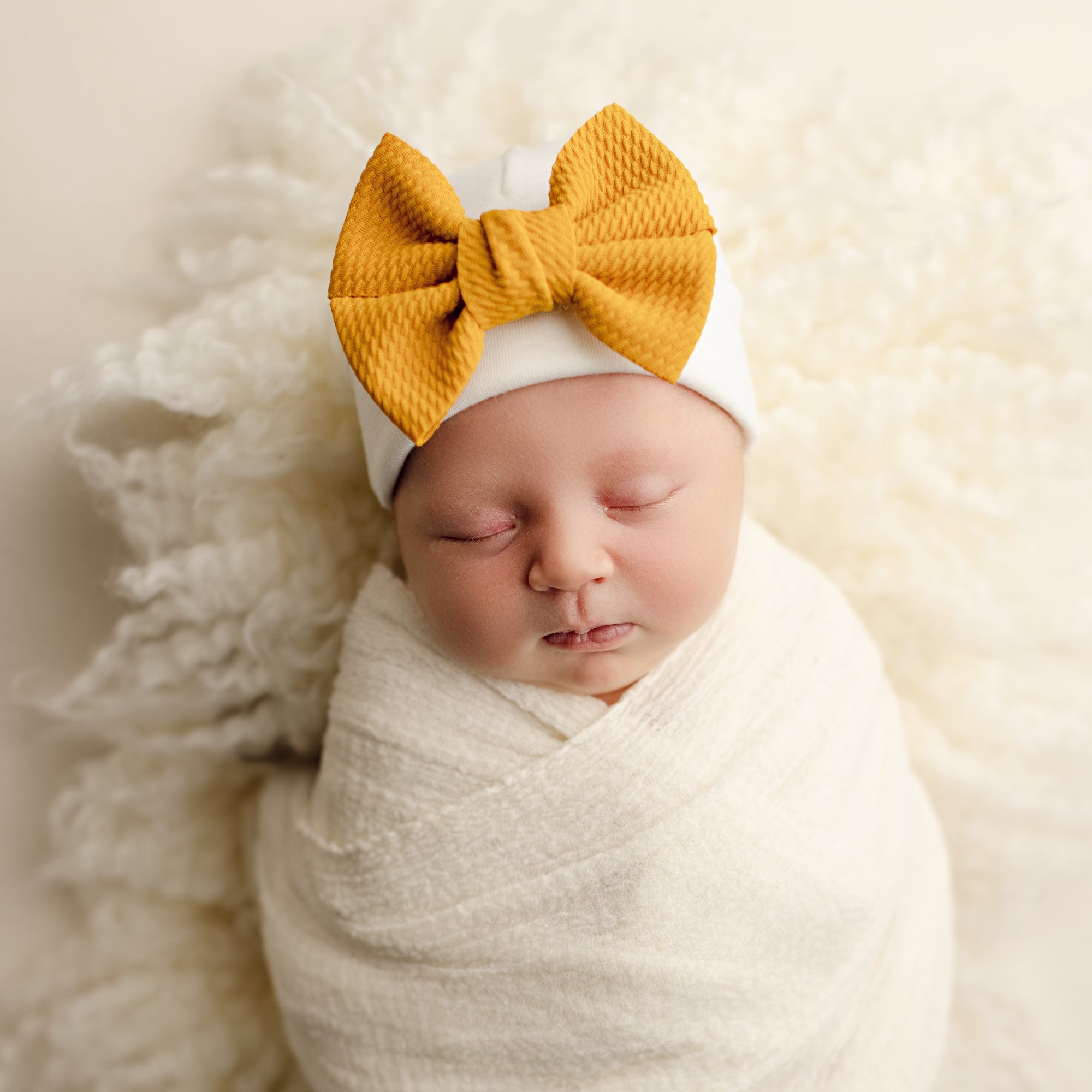 'Little Poppy' Bow Baby Hat // Gold