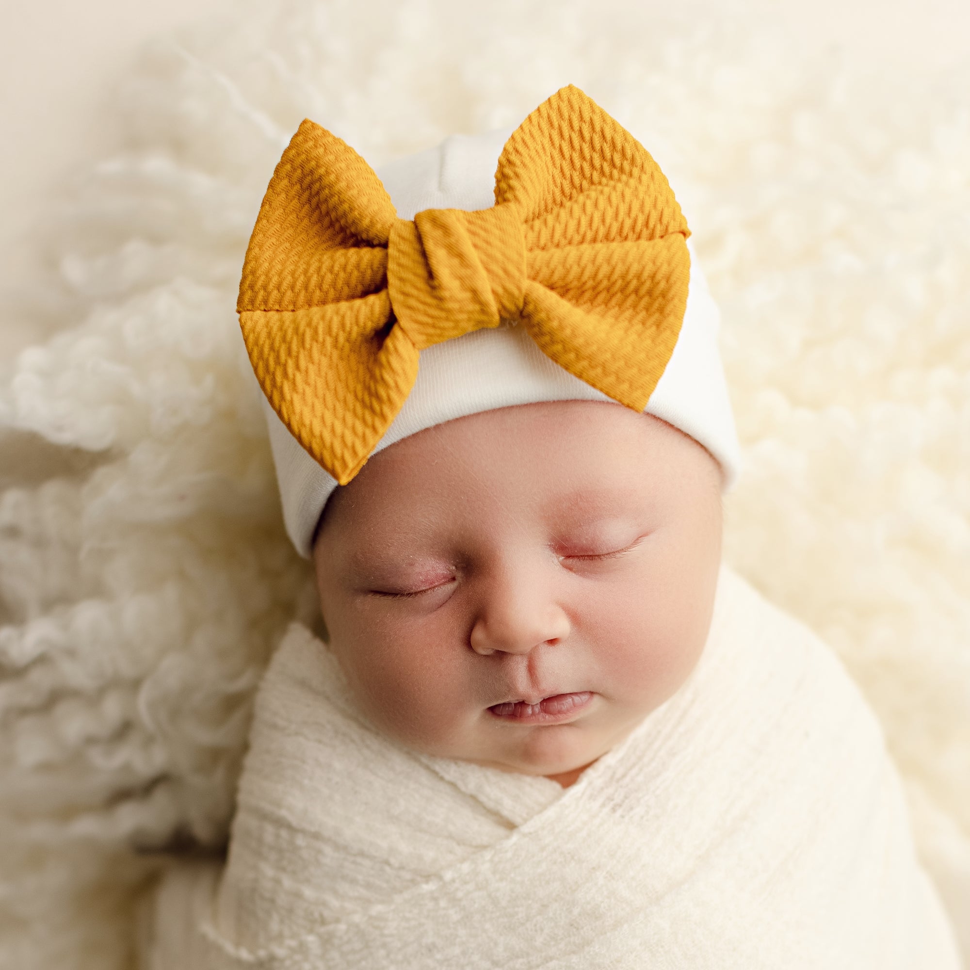 'Little Poppy' Bow Baby Hat // Gold