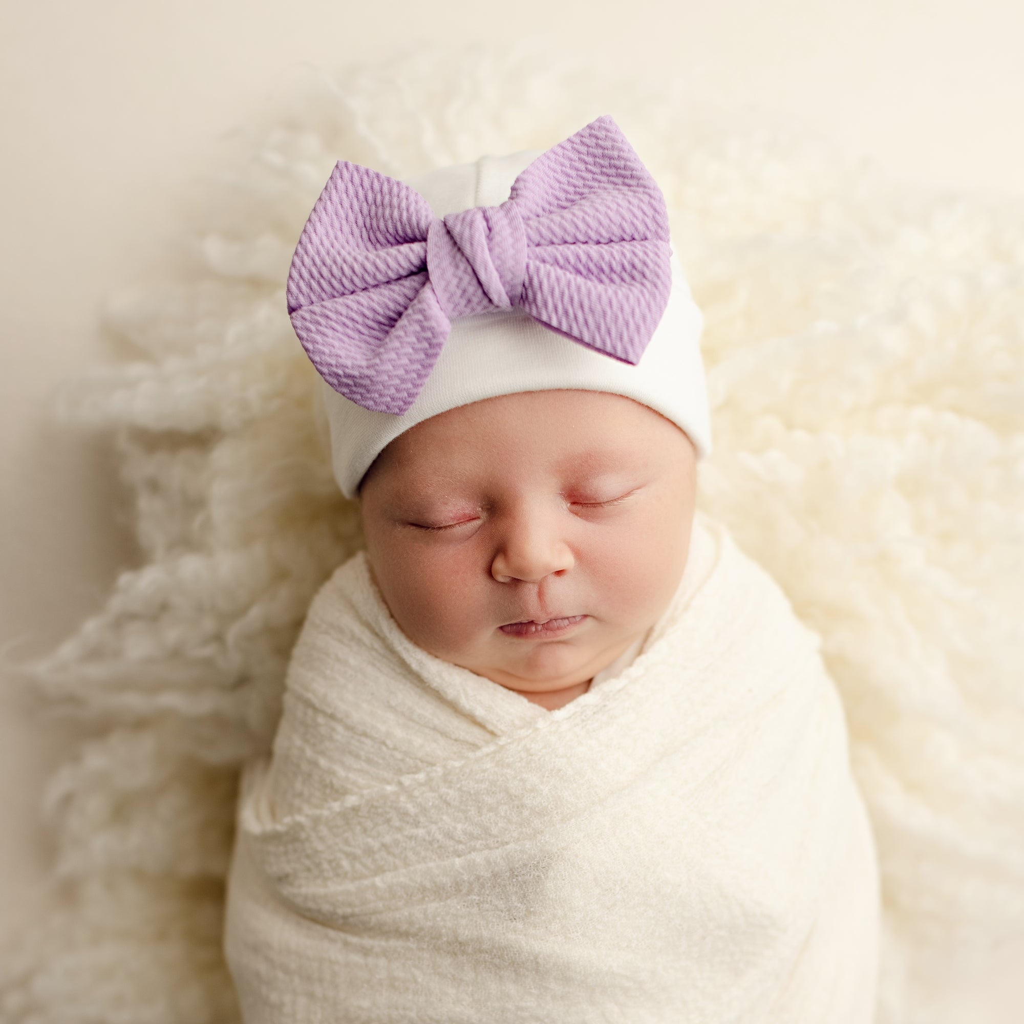 'Little Poppy' Bow Baby Hat // Lavender