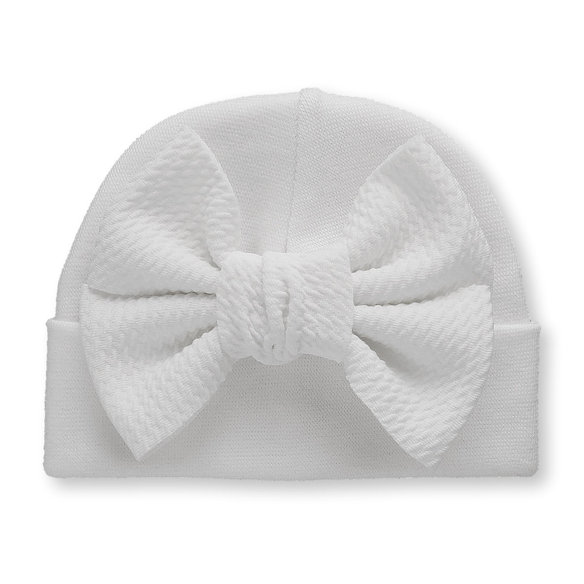 'Little Poppy' Bow White Baby Hat // White