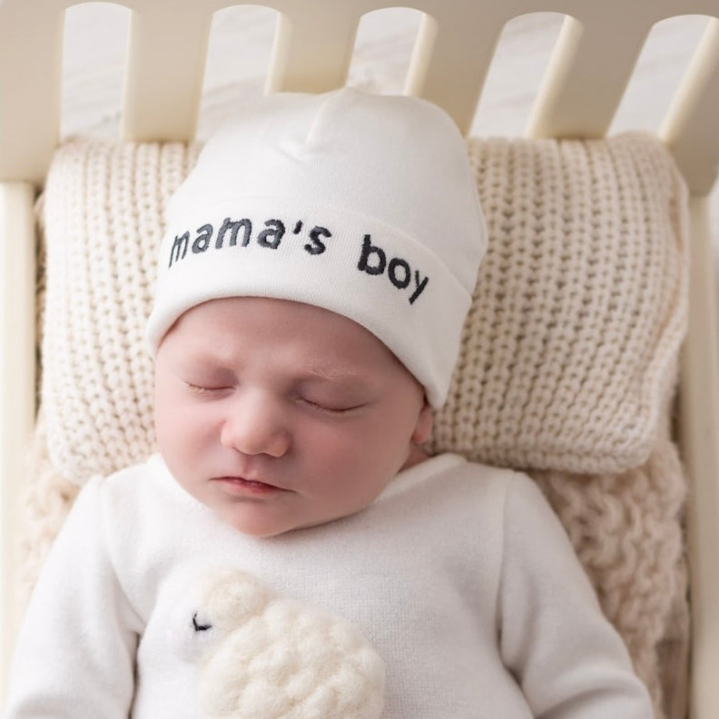 Embroidered Hat Ivory // Mama's Boy
