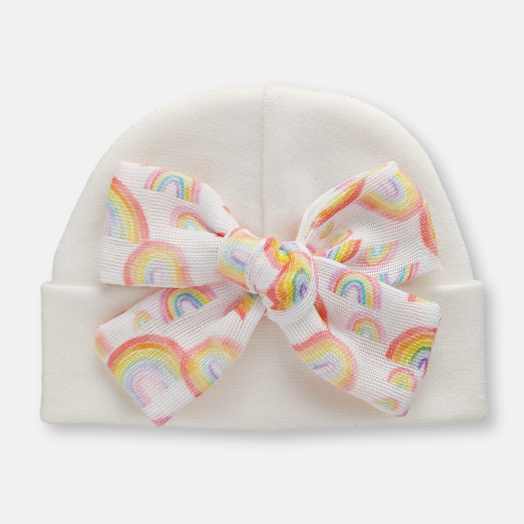 'Muslin Bow' Baby Hat // Over the Rainbow
