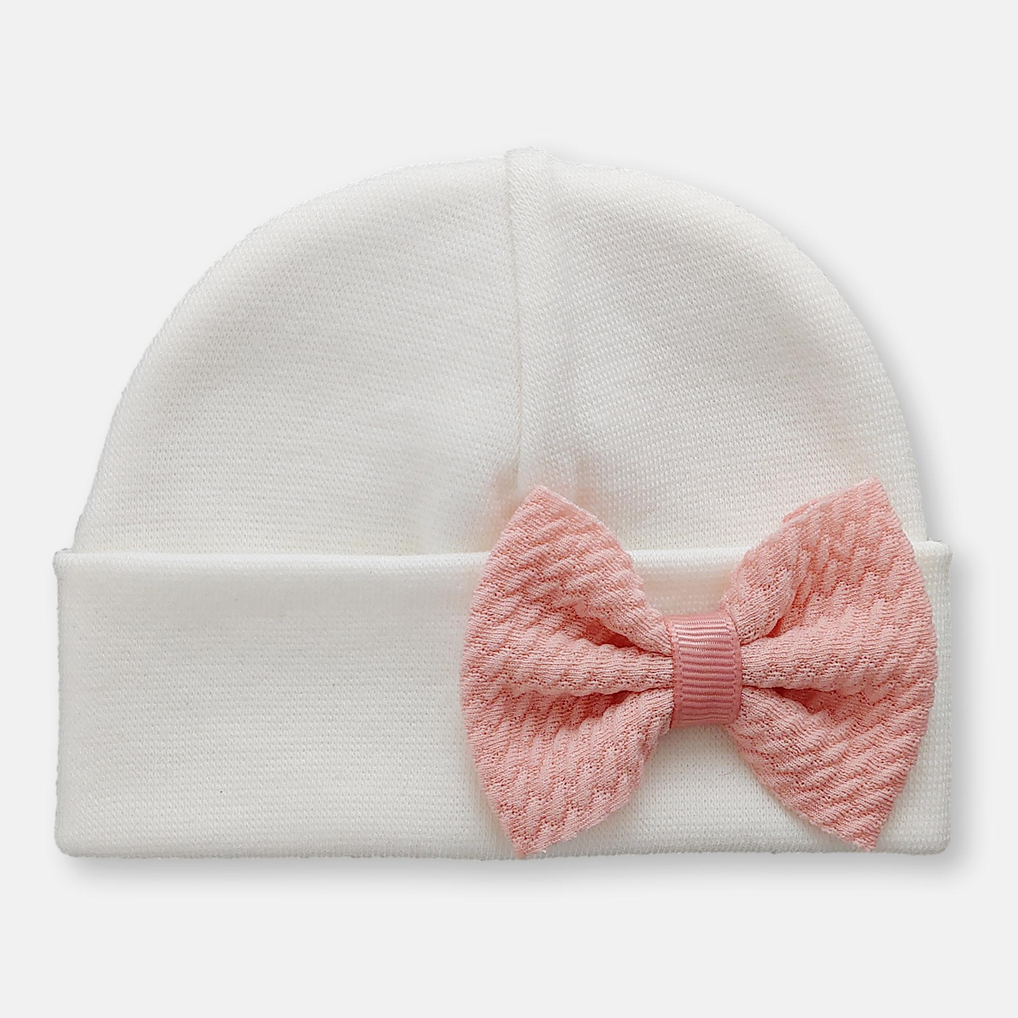 'Mini Poppy' Bow Baby Hat // Peach