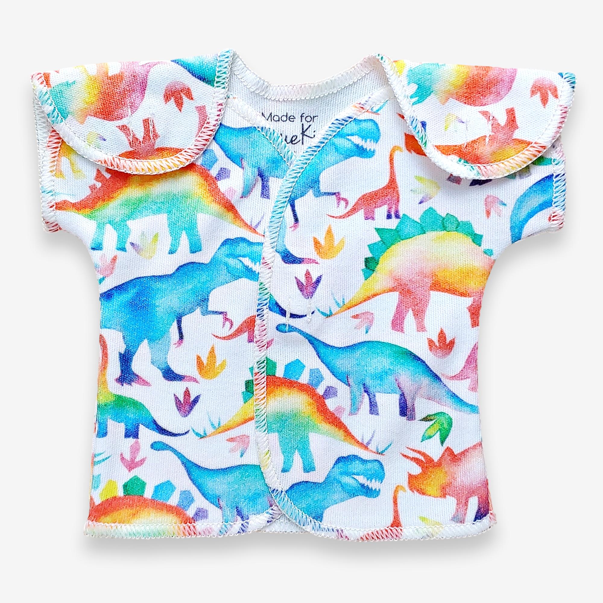 Organic Preemie T-Shirt // Rainbow Dinos