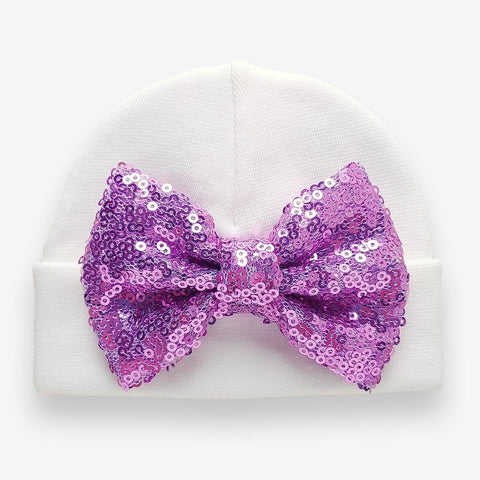 'Shimmer Bow' Baby Hat // Orchid