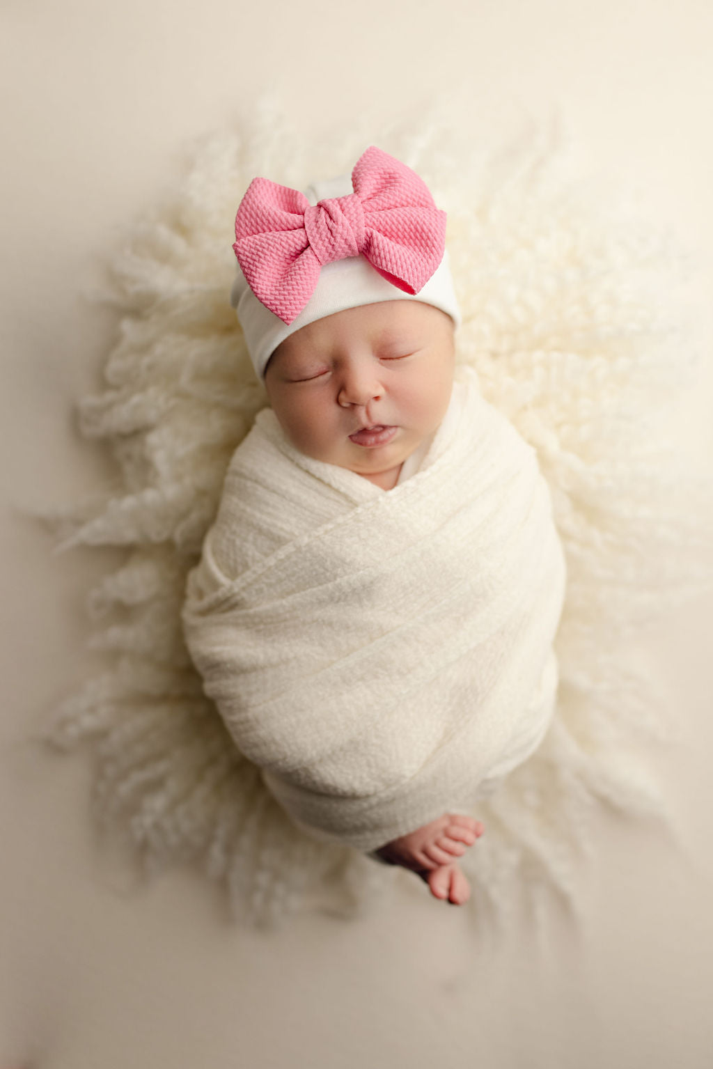'Little Poppy' Bow Baby Hat // Bubblegum