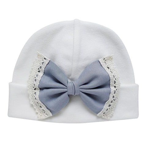 'Vintage Bow' Baby Hat Ivory // Silver