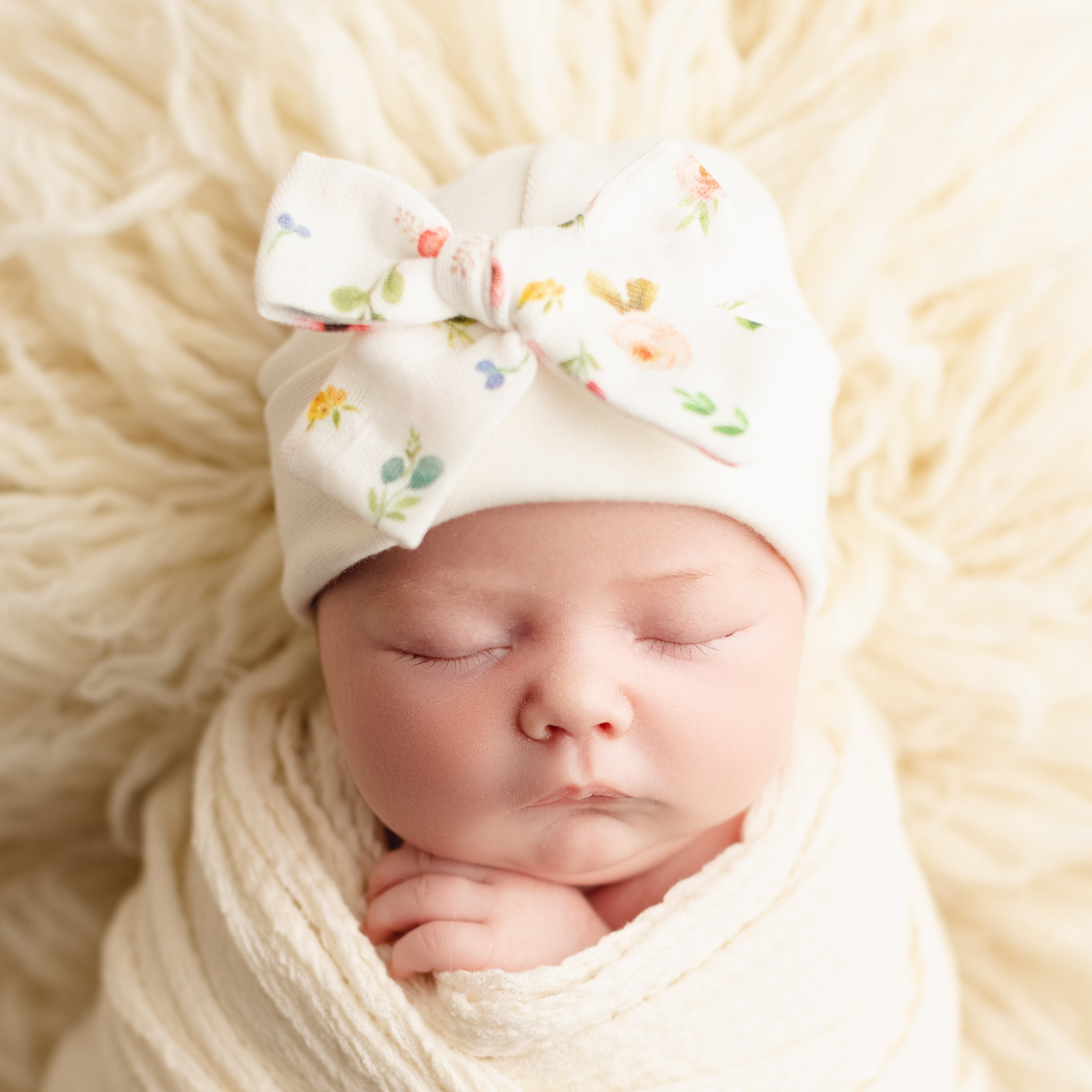 'Muslin Bow' Baby Hat // Woodland Floral