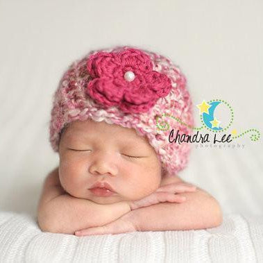 'Blossom' Crochet Hat // Cherry Blossom-Flower Crochet Hats-UniqueKidz