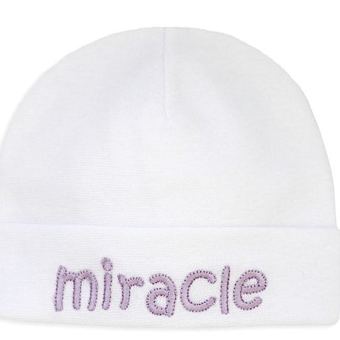 Embroidered Hat White // Miracle Lavender