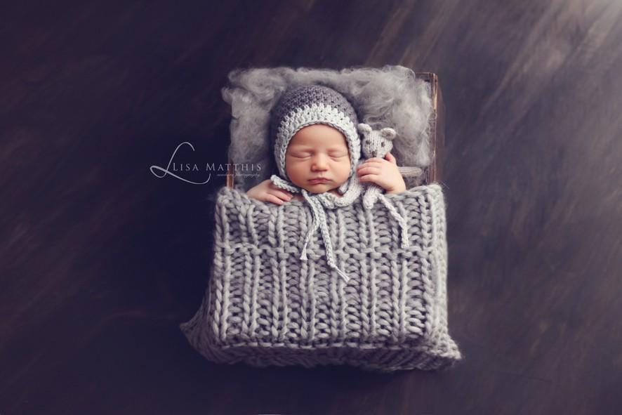 'Jayden' Crochet Bonnet // Silver + Charcoal-Baby Bonnet-UniqueKidz
