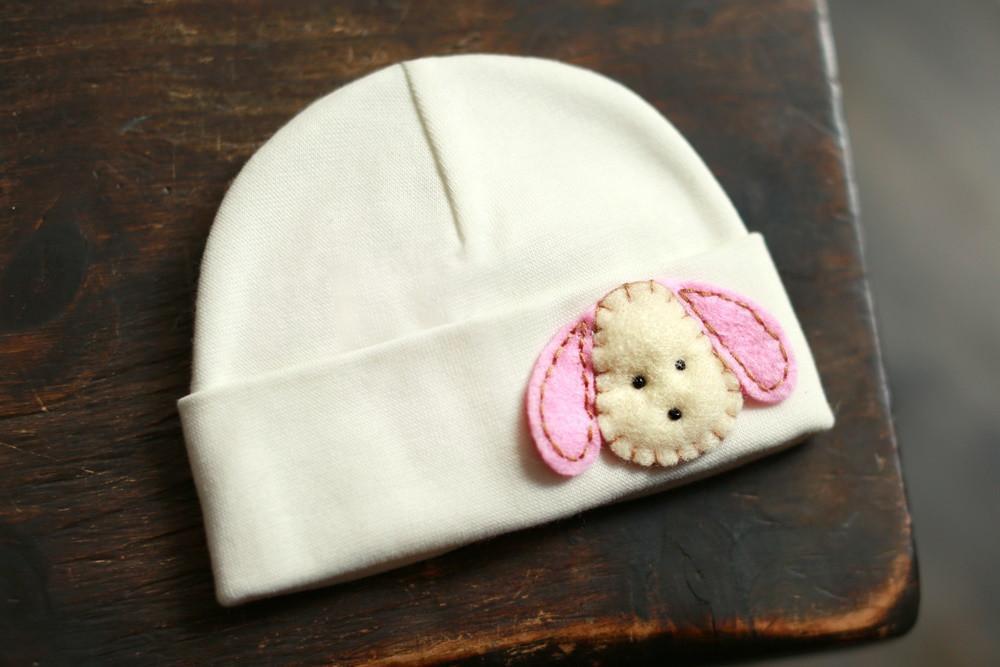 'Little Feltie' Cream Hospital Hat // Pink Puppy-Hospital Hat-UniqueKidz