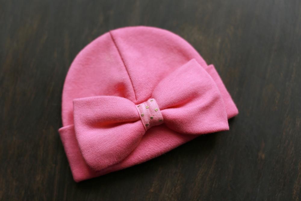 'Luxe Bow' Hospital Hat // Fuchsia-Bow Hospital Hats-UniqueKidz