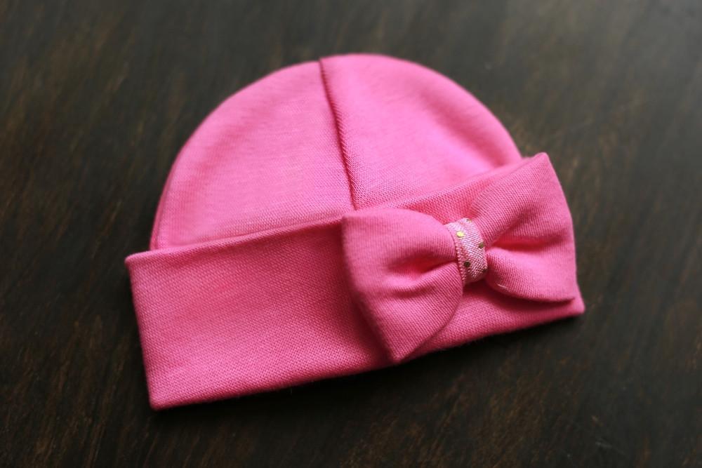 'Mini Bow' Hospital Hat // Fuchsia-Bow Hospital Hats-UniqueKidz