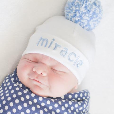 'Pom Pom' Baby Hat // Miracle Blue