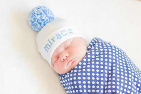 'Pom Pom' Baby Hat // Miracle Blue