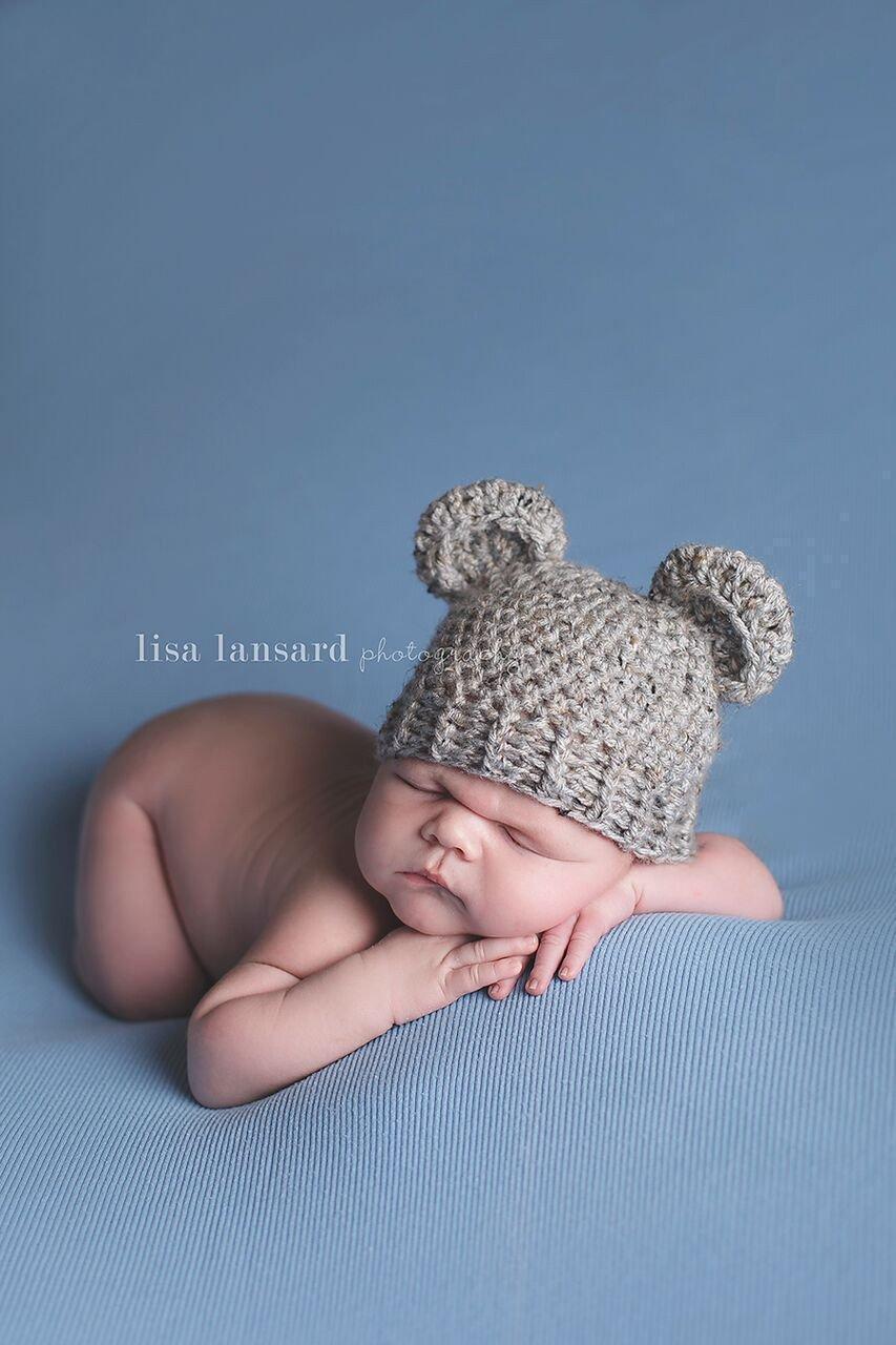 Preemie 'Little Bear' Crochet Hat // Grey Marble-Little Bear Hat-UniqueKidz