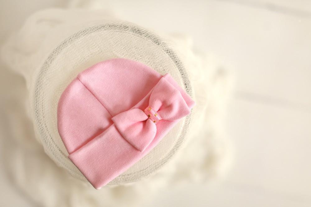 Preemie 'Mini Bow' Hospital Hat // Pink-Bow Hospital Hats-UniqueKidz