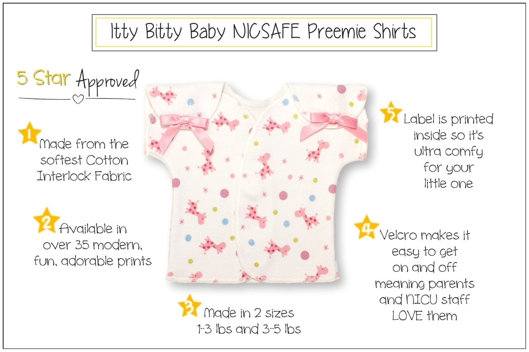 Preemie T-Shirt // Giraffe Bubble Pink-NICU shirts-UniqueKidz