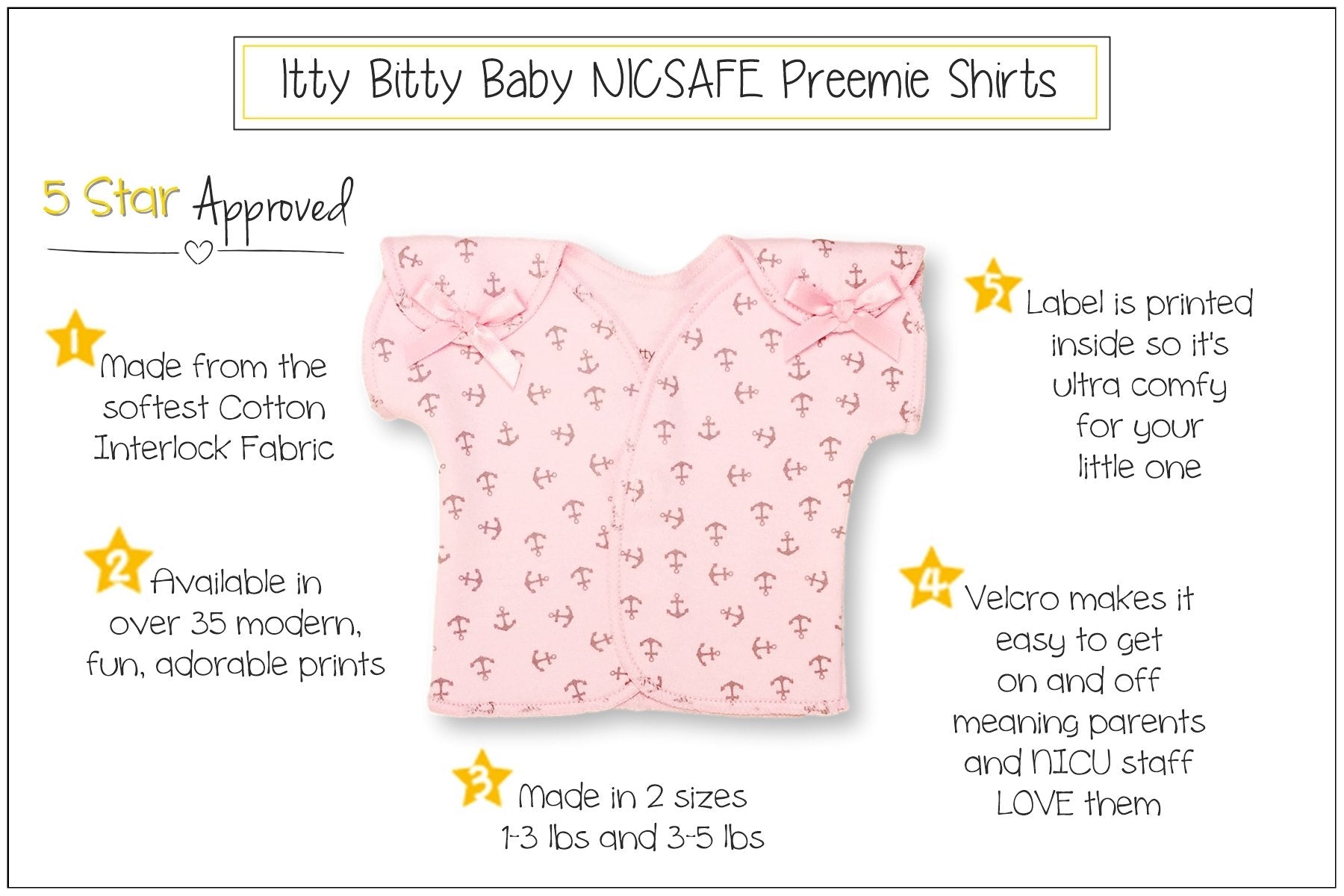 Preemie T-Shirt // Pink Anchors-NICU shirts-UniqueKidz