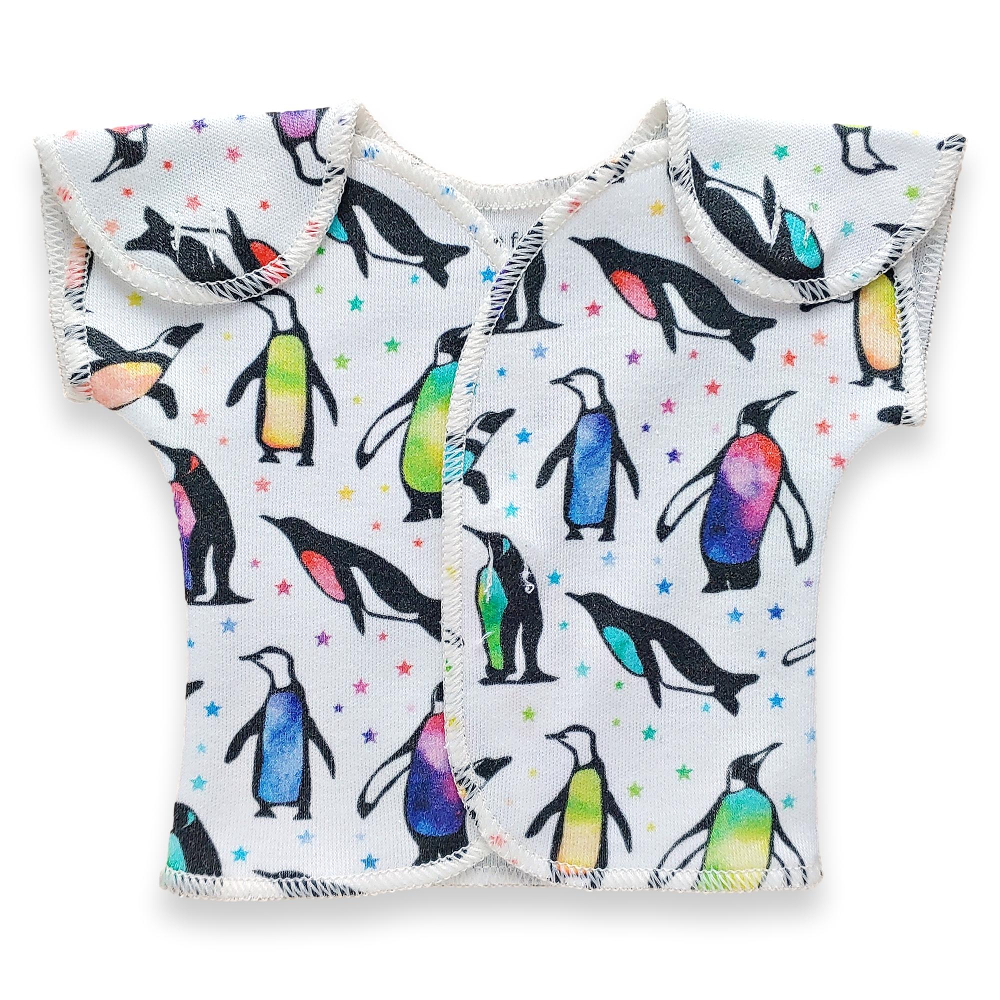 Organic Preemie T-Shirt // Rainbow Penguins