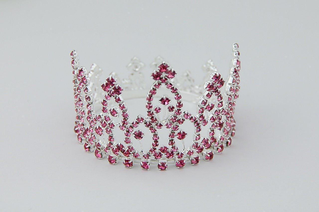 Rhinestone Mini Crown // Princess Aisha - Pink-Mini Crowns-UniqueKidz