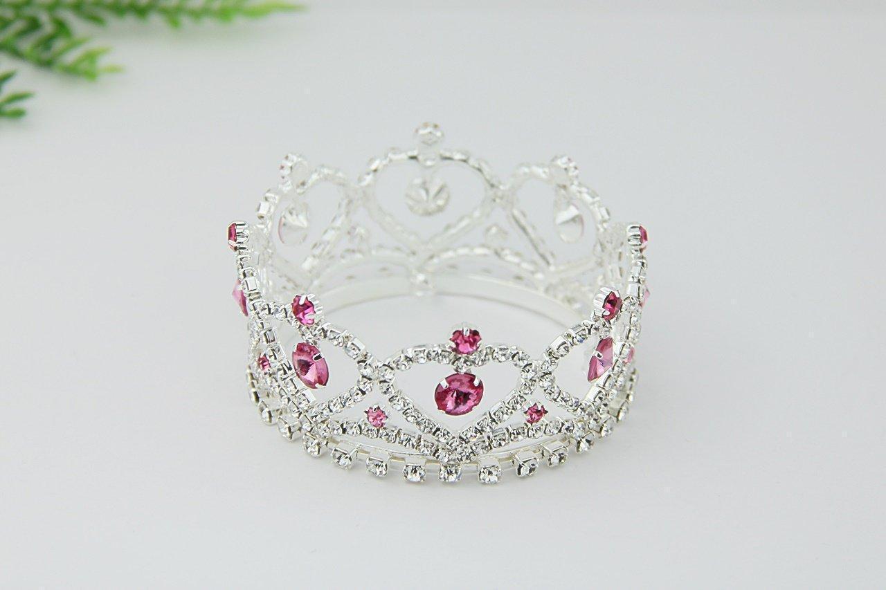 Rhinestone Mini Crown // Princess Amaris - Pink-Mini Crowns-UniqueKidz