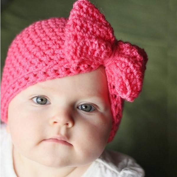 'Tayva' Bow Crochet Hat // Tropical Pink-Crochet Hats-UniqueKidz